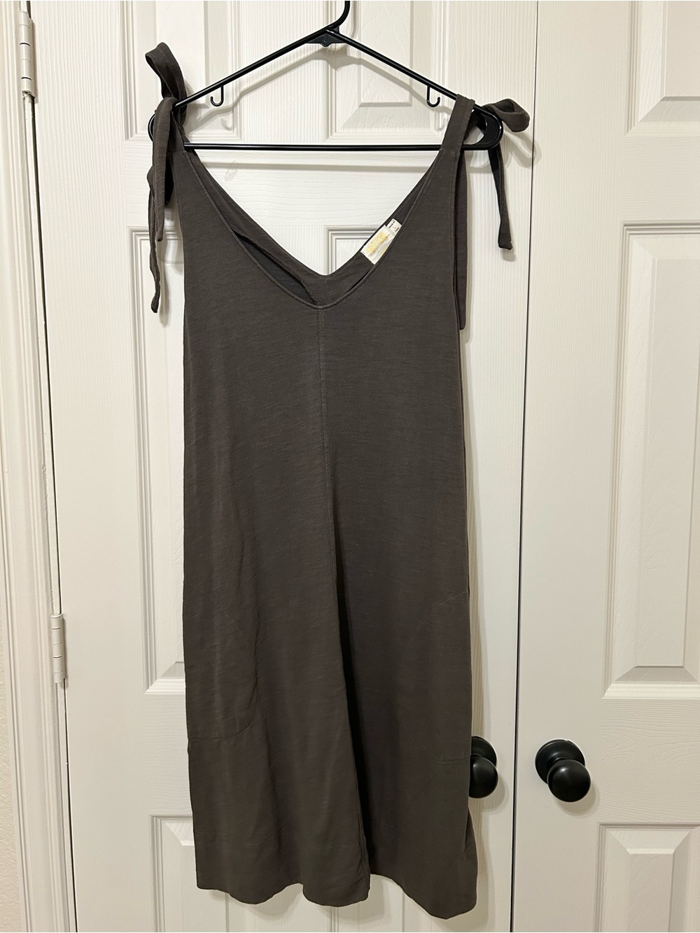 Nation LTD Olive Tie-Shoulder Midi Dress cotton comfy size L for tall gals!